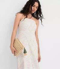 LOFT Beach Seashell Linen Cotton Strapless Midi Dress