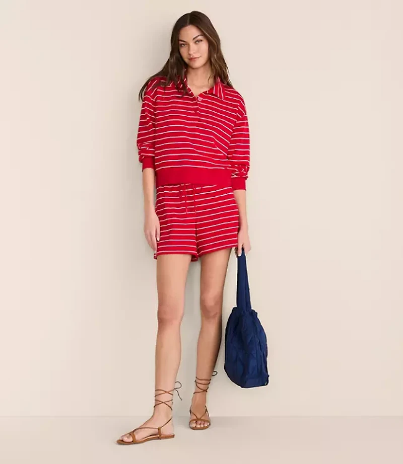 Lou & Grey Striped Terrysoft Polo Top
