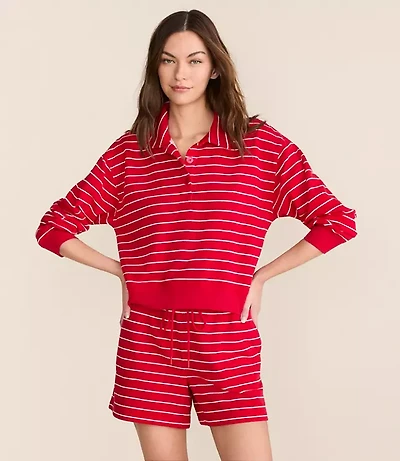 Lou & Grey Striped Terrysoft Polo Top