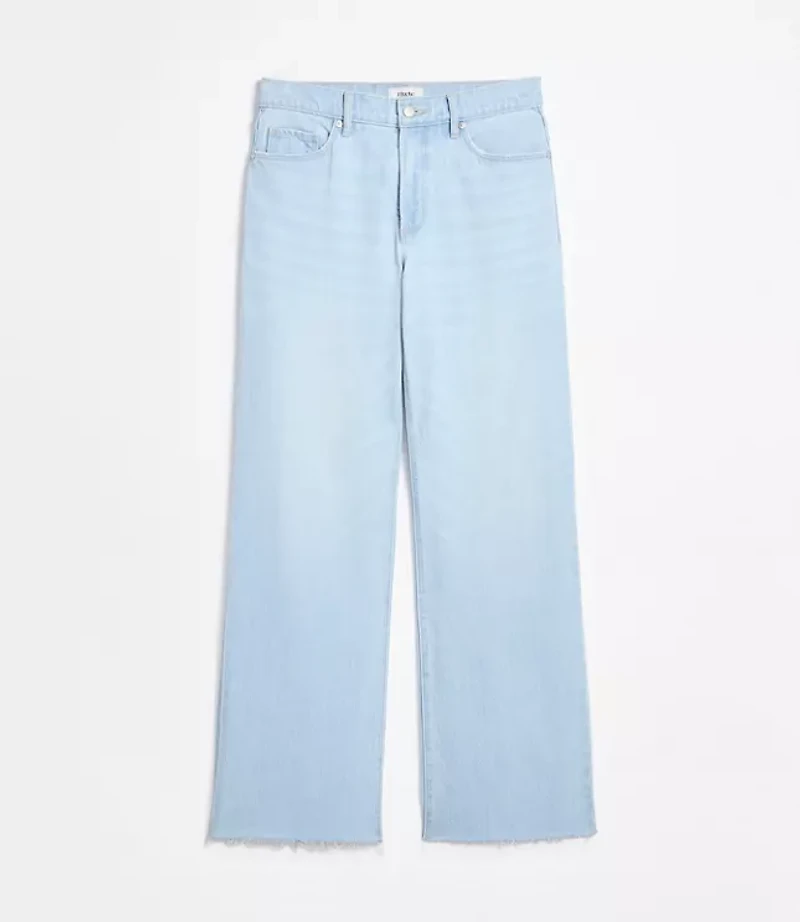 Rivete Petite Fresh Cut Mid Rise Wide Leg Jeans Wave Wash