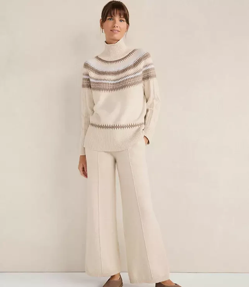 Haven Well Within Organic Cotton Blend Fair Isle Cable Mock Neck Sweater