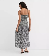 Petite Floral Ruched Apron Neck Midi Dress