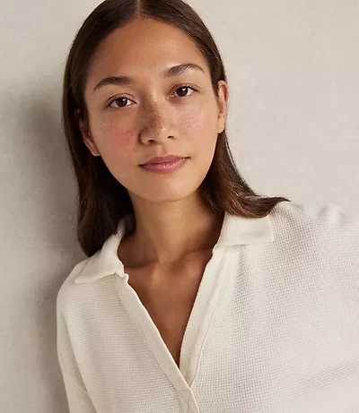 Haven Well Within Organic Cotton Waffle Johnny Collar Top