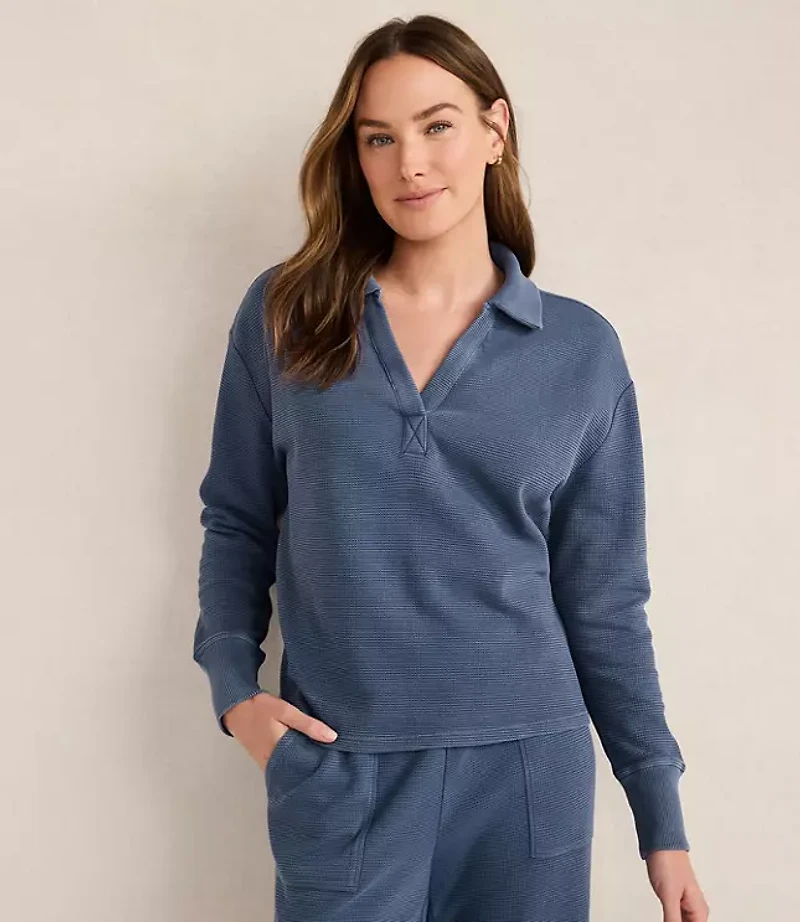 Haven Well Within Organic Cotton Waffle Johnny Collar Top