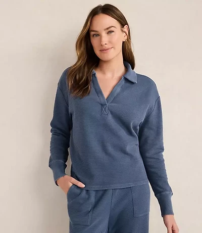 Haven Well Within Organic Cotton Waffle Johnny Collar Top