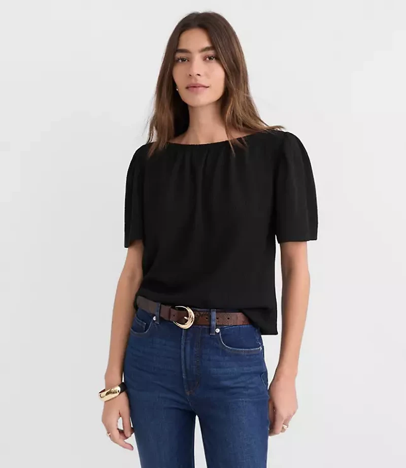 Flutter Sleeve Boatneck Top