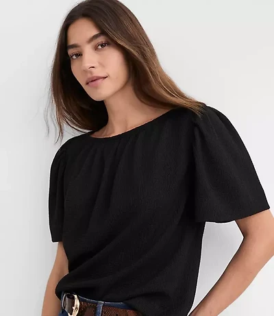 Flutter Sleeve Boatneck Top