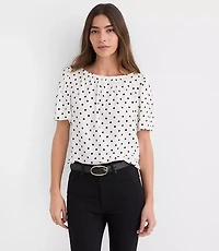 Dotted Flutter Sleeve Boatneck Top