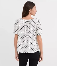 Dotted Flutter Sleeve Boatneck Top