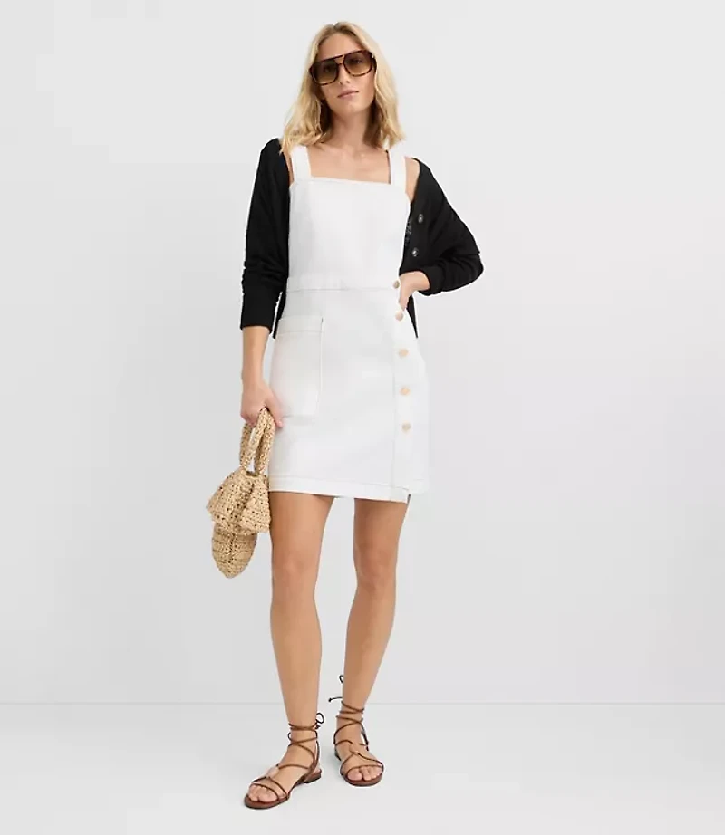Petite Topstitched Denim Pocket Mini Wrap Dress