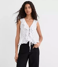 Dotted Ruffle Bow Top