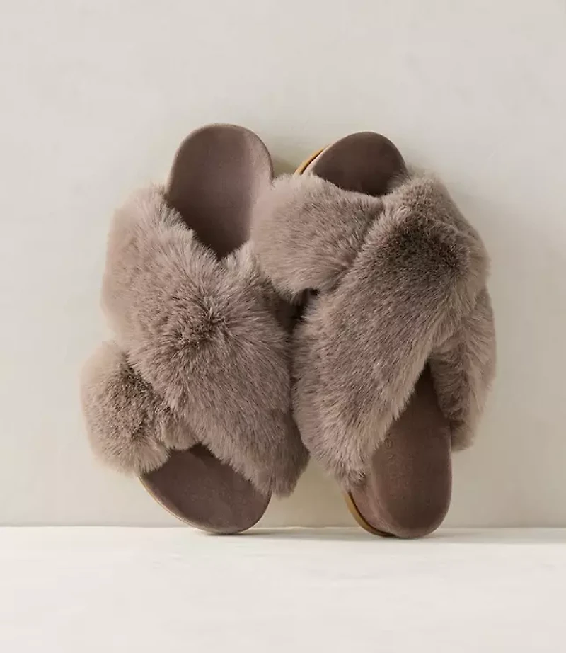 Haven Well Within Faux Fur Criss Cross Molded Slippers