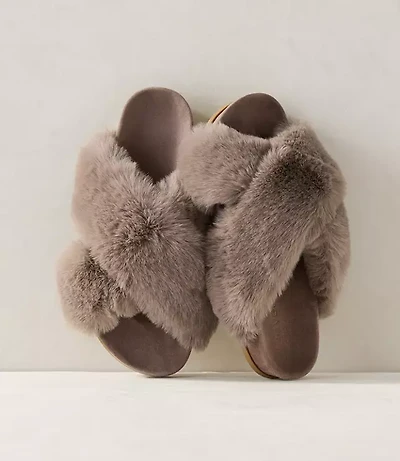 Haven Well Within Faux Fur Criss Cross Molded Slippers