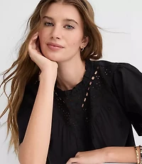 Petite Eyelet Flutter Sleeve Blouse