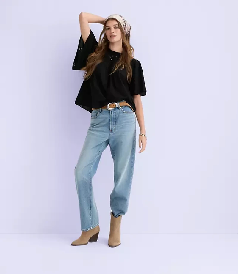 Petite Eyelet Flutter Sleeve Blouse