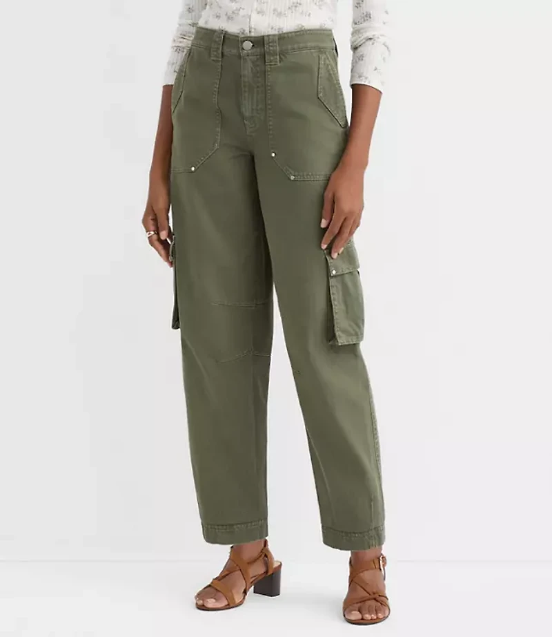 Petite Cargo Barrel Pants Twill