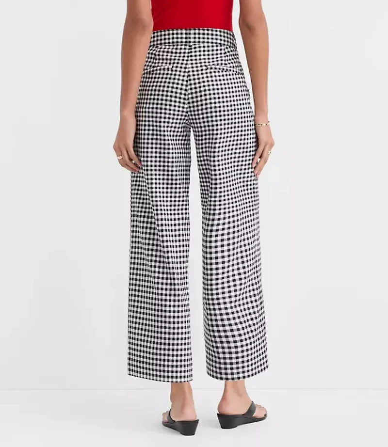 Palmer Wide Leg Crop Pants Gingham Cotton Linen