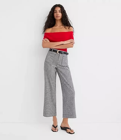 Palmer Wide Leg Crop Pants Gingham Cotton Linen