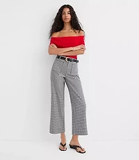Palmer Wide Leg Crop Pants Gingham Cotton Linen