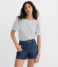 Floral Flutter Sleeve Boatneck Top