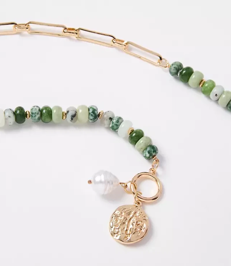 Pearlized Coin Statement Necklace