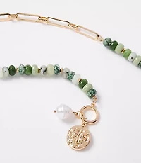 Pearlized Coin Statement Necklace