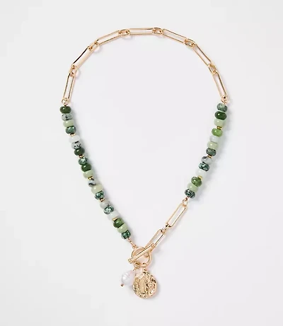 Pearlized Coin Statement Necklace