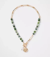 Pearlized Coin Statement Necklace