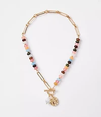 Pearlized Coin Statement Necklace