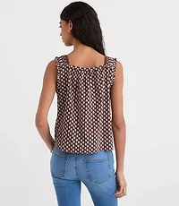 Petite Floral Pleated Square Neck Blouse