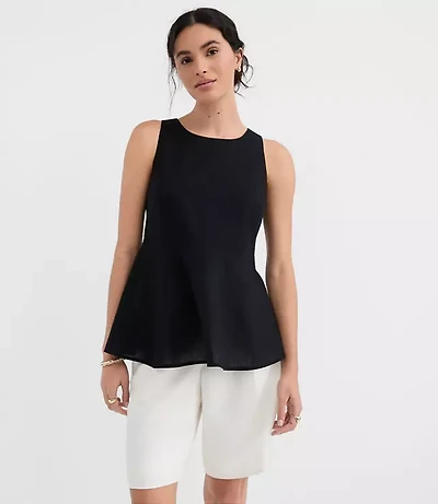 Petite Linen Cotton Peplum Top