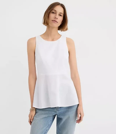Petite Linen Cotton Peplum Top