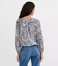Zebra Print Ruffle Bubble Blouse