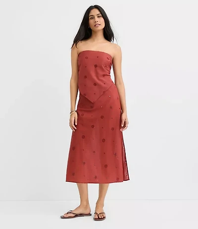 LOFT Beach Eyelet Midi Skirt