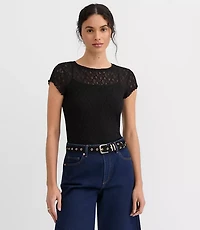 Petite Lace Cap Sleeve Tee