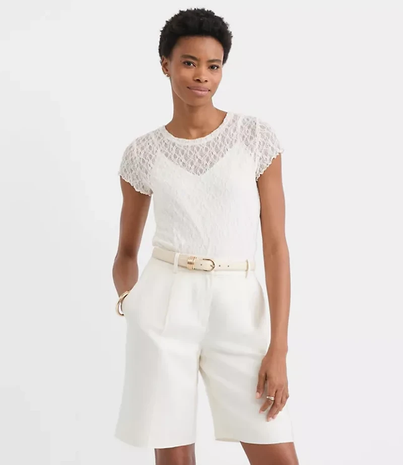 Petite Lace Cap Sleeve Tee
