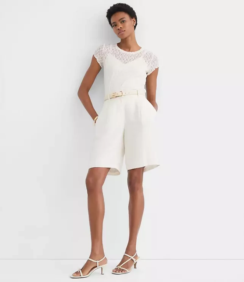 Petite Lace Cap Sleeve Tee