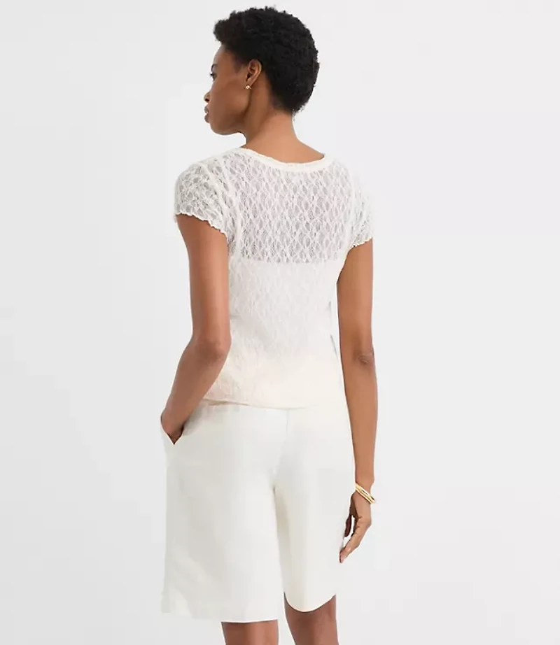 Petite Lace Cap Sleeve Tee