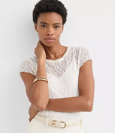 Petite Lace Cap Sleeve Tee