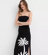 LOFT Beach Palm Strapless Maxi Dress