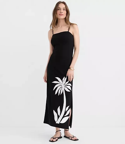 LOFT Beach Palm Strapless Maxi Dress