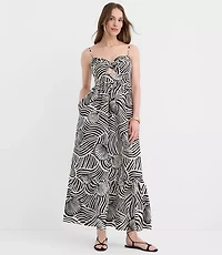 Petite LOFT Beach Seashell Poplin Cutout Twist Maxi Pocket Dress