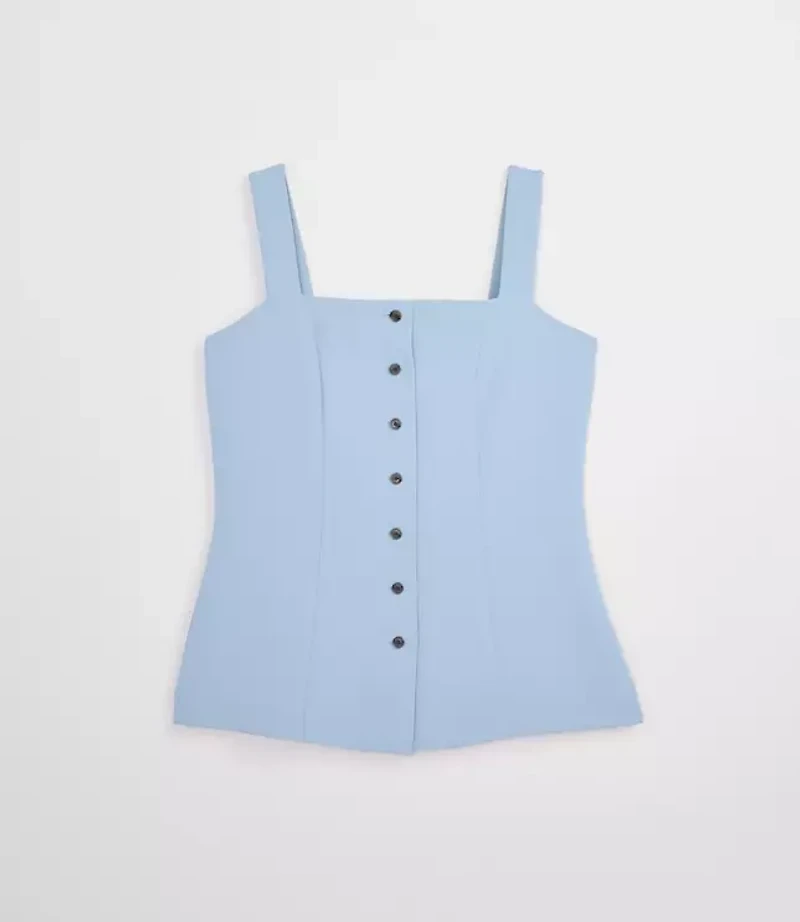 Petite LOFT Versa Crepe Drape Button Bustier Top