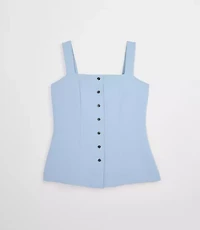 Petite LOFT Versa Crepe Drape Button Bustier Top