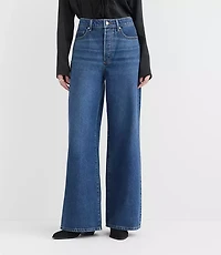 Rivete Short High Rise Relaxed Wide Leg Jeans Mid Wash