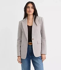 Petite Striped Seersucker Fitted Blazer