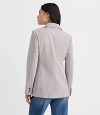 Petite Striped Seersucker Fitted Blazer