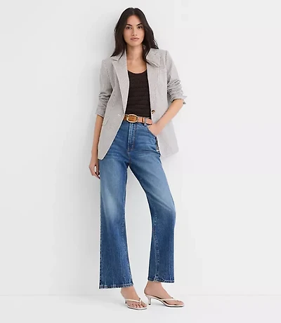 Petite Striped Seersucker Fitted Blazer