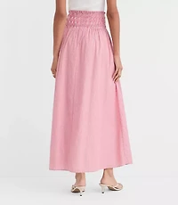 Petite Striped Smocked Midi Skirt