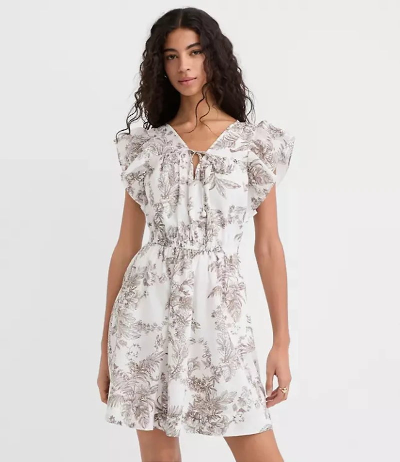 Petite Floral Toile Flutter Mini Pocket Dress